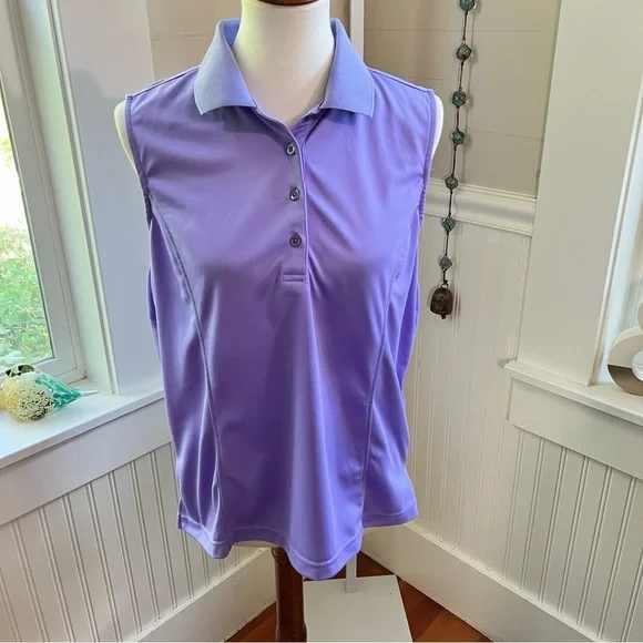 Monterey Club Womens Sleeveless Polo Shirt Purple Dry Swing Moisture Wicking L - Picture 13 of 13